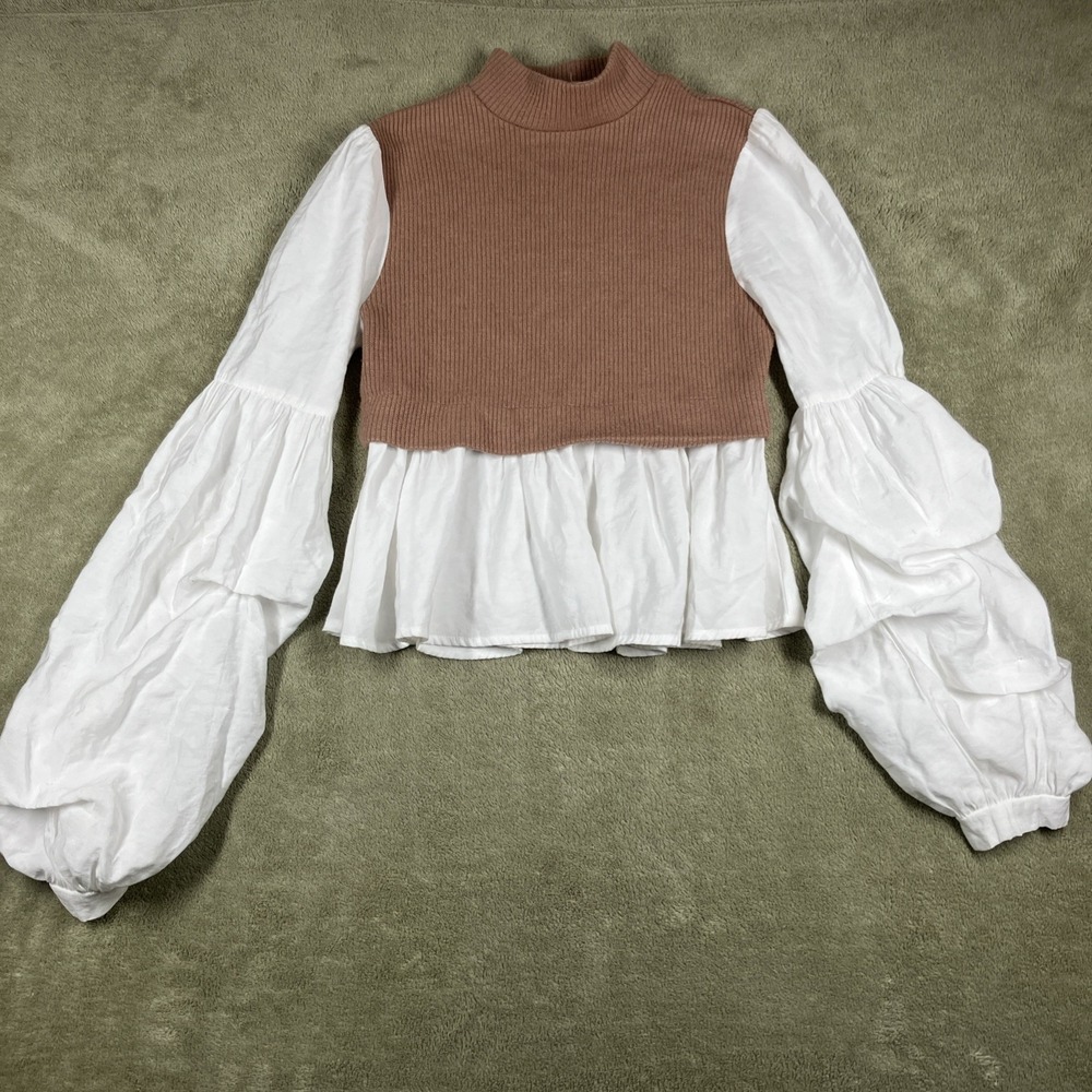 Anthropologie Ruffled Layered Twofer Pullover Shirt Vest Top XS Academia Peasant